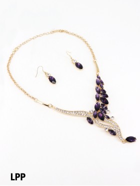 Fashion Rhinestone and Beads Necklace and Earrings Set